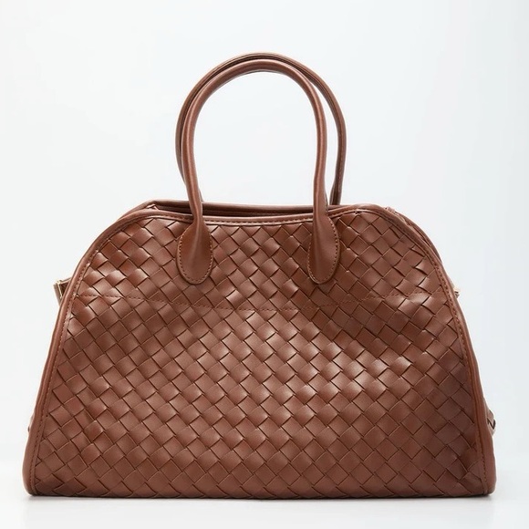 VICI Blythe Woven Leather Satchel in Chocolate OS NWT - Picture 2 of 11